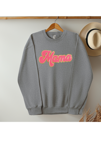 Mama Chenille Patches Crewneck Sweatshirt