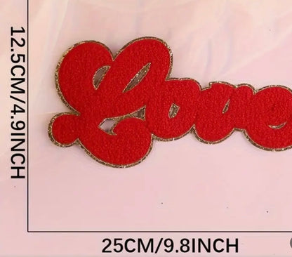 Love- Red  Chenille Patch