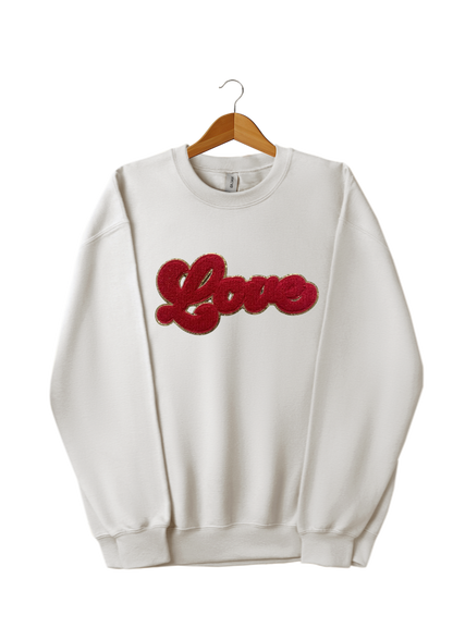 Love Chenille Patches Crewneck Sweatshirt