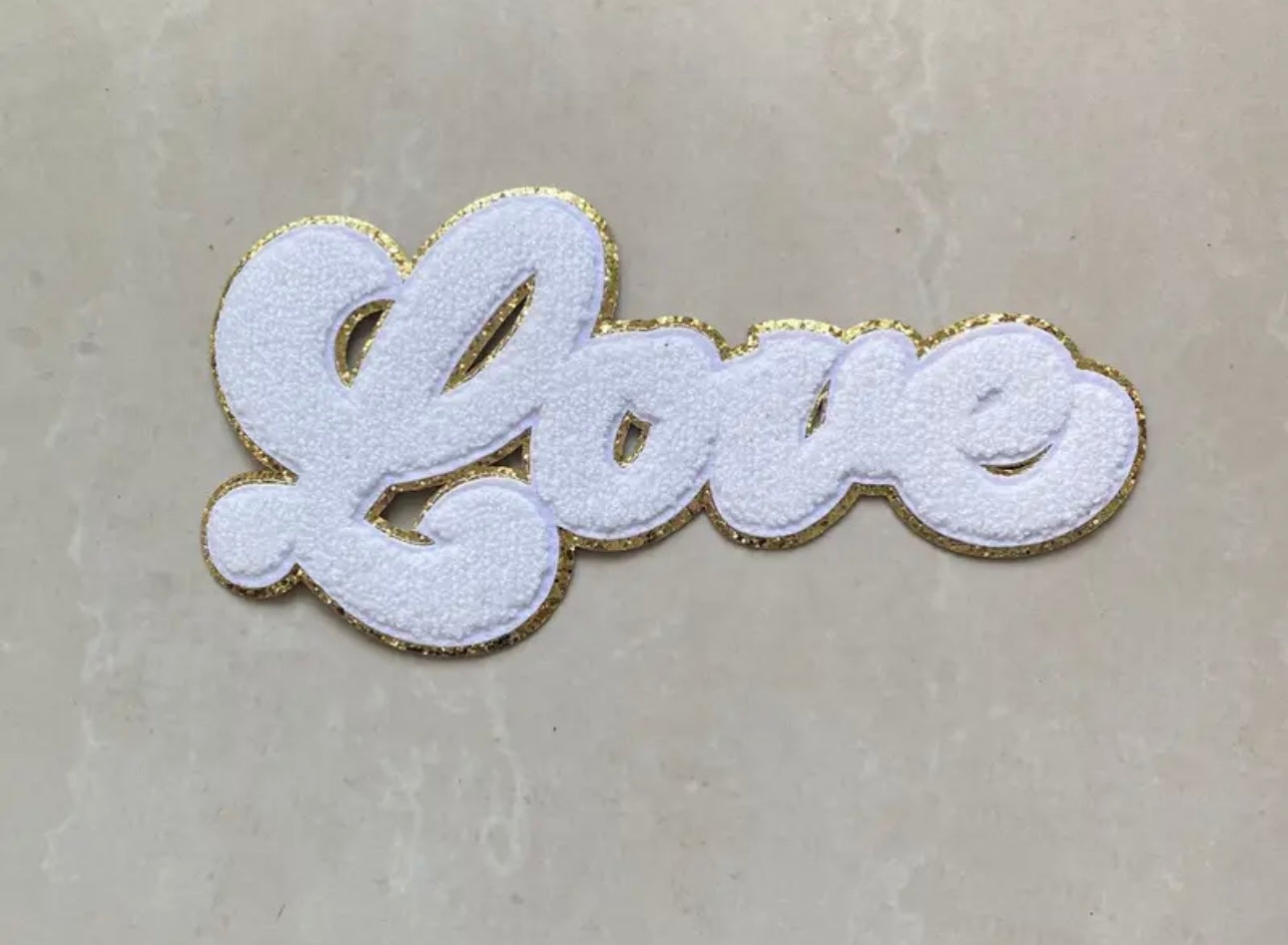 Love-White Chenille Patch