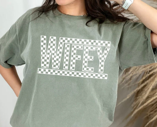 Screen Print-Wifey- checkered