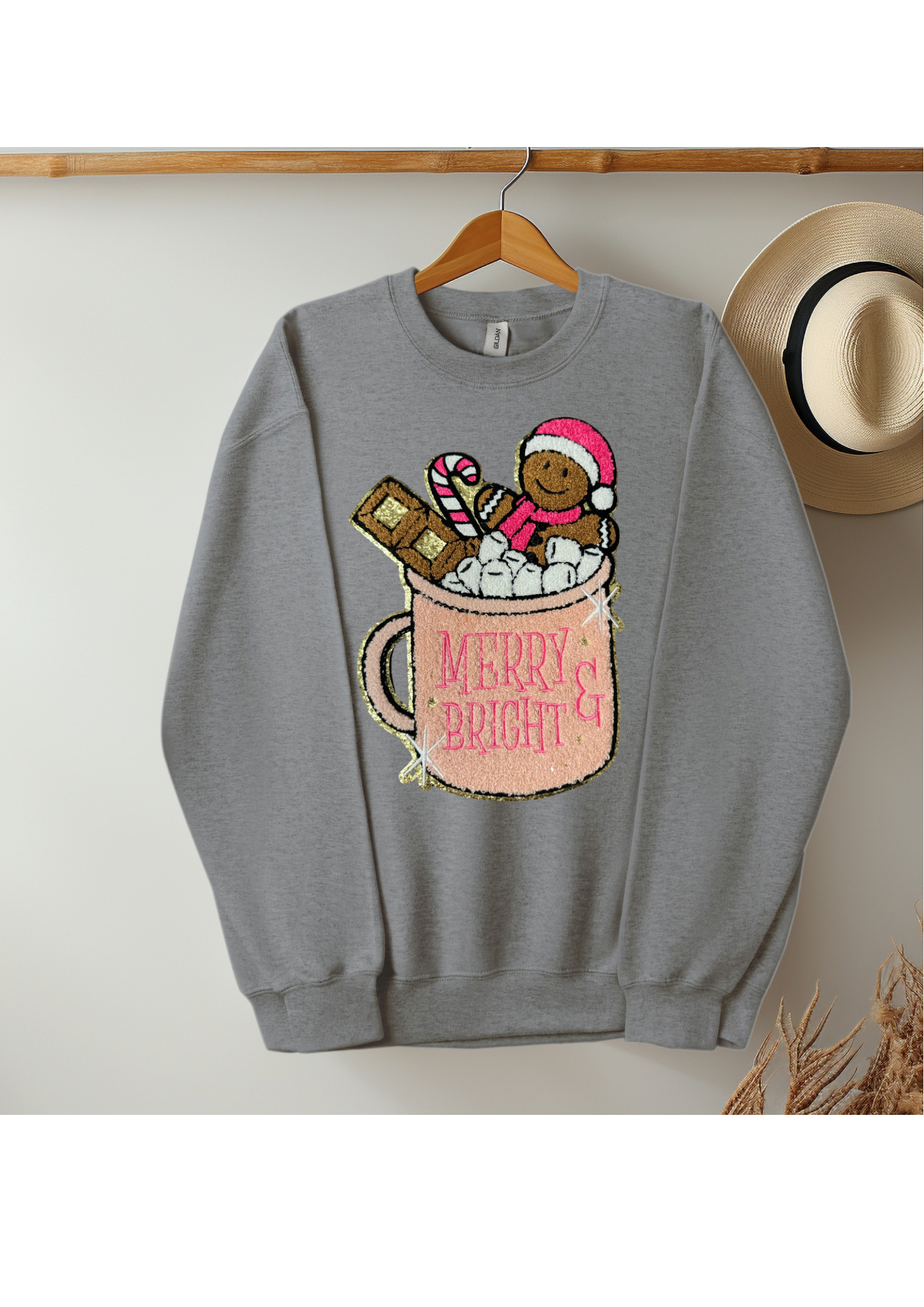 Christmas Chenille Patches Crewneck Sweatshirt