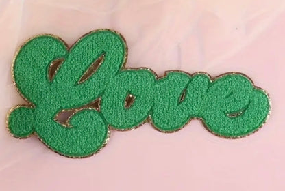 Love-Green Chenille Patch