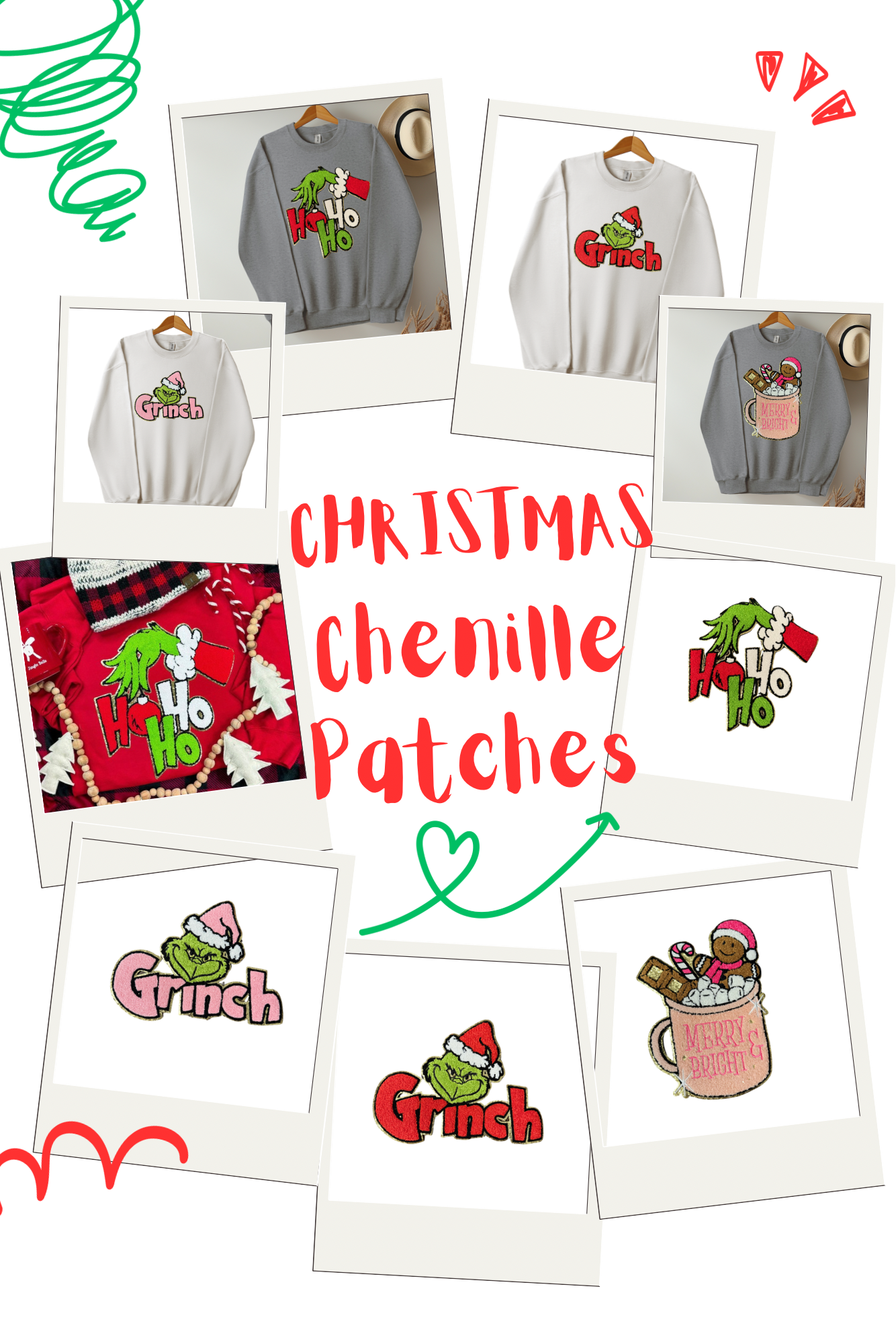 Christmas Chenille Patches Crewneck Sweatshirt