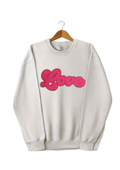 Love Chenille Patches Crewneck Sweatshirt