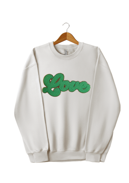 Love Chenille Patches Crewneck Sweatshirt