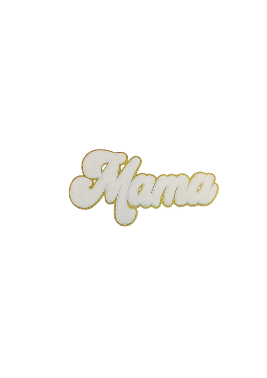 Mama-White and Gold Chenille Patch