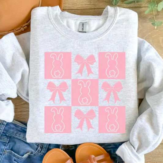 Screen Print- Bunnies & Bows (Pink)