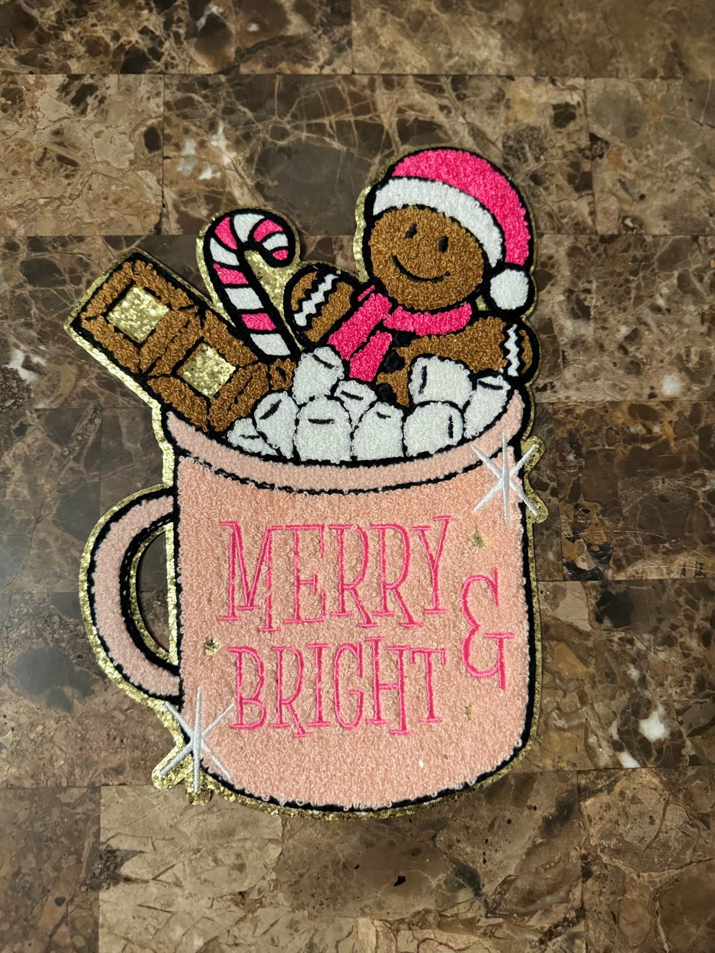 Gingerbread Man in a Mug Chenille Patch