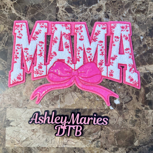 Pink Mama Floral Chenille Patch