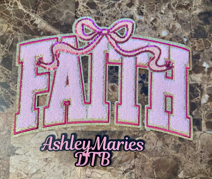 Faith Pink Chenille Patch