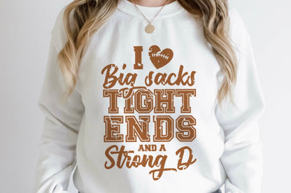 I Love Big Sacks Football Apparel