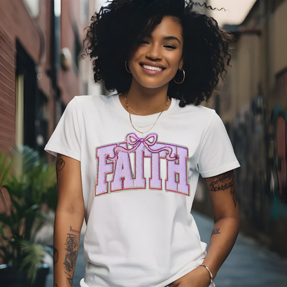 Faith Pink Chenille Patch